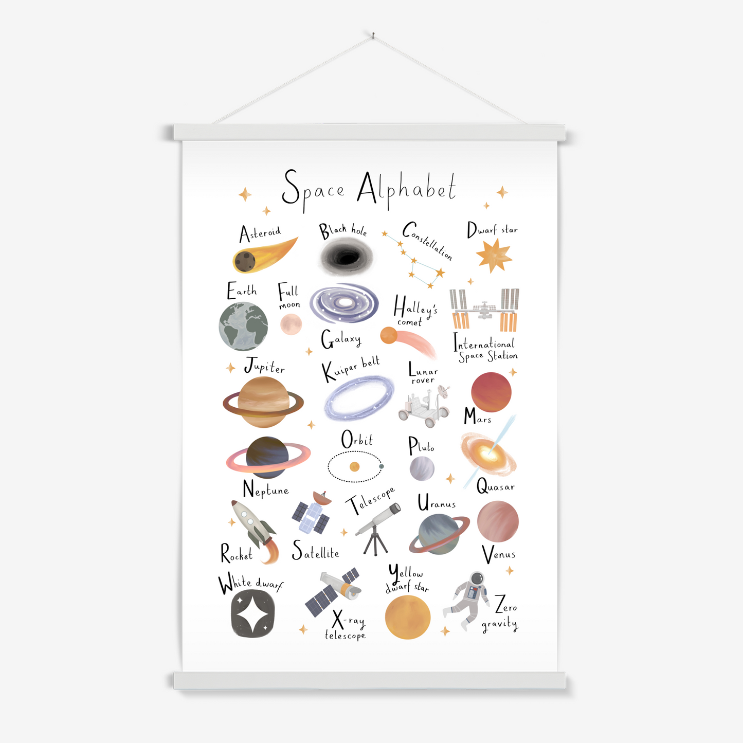 Space Alphabet / Print with Hanger
