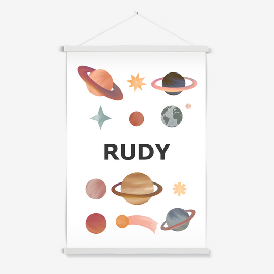 Personalised Name Planets in white / Print with Hanger