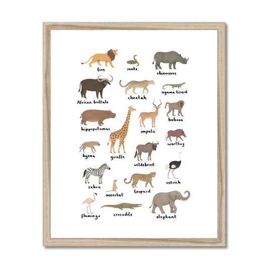 Safari animal chart / Framed Print