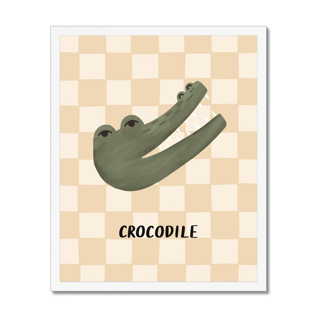 Crocodile check in beige / Framed Print