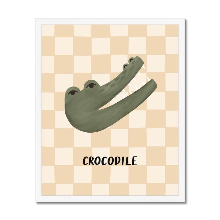 Crocodile check in beige / Framed Print