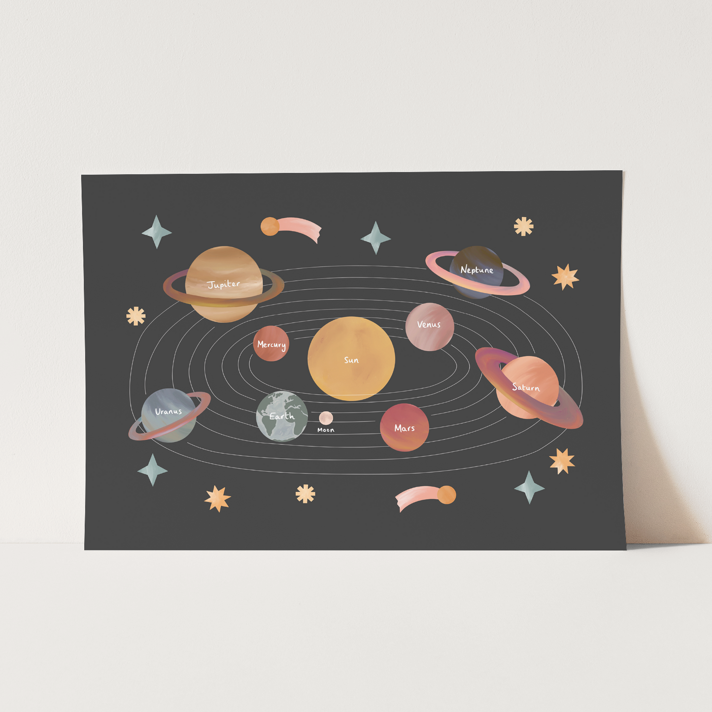 Solar System in black / Fine Art Print