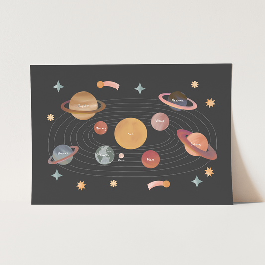 Solar System in black / Fine Art Print