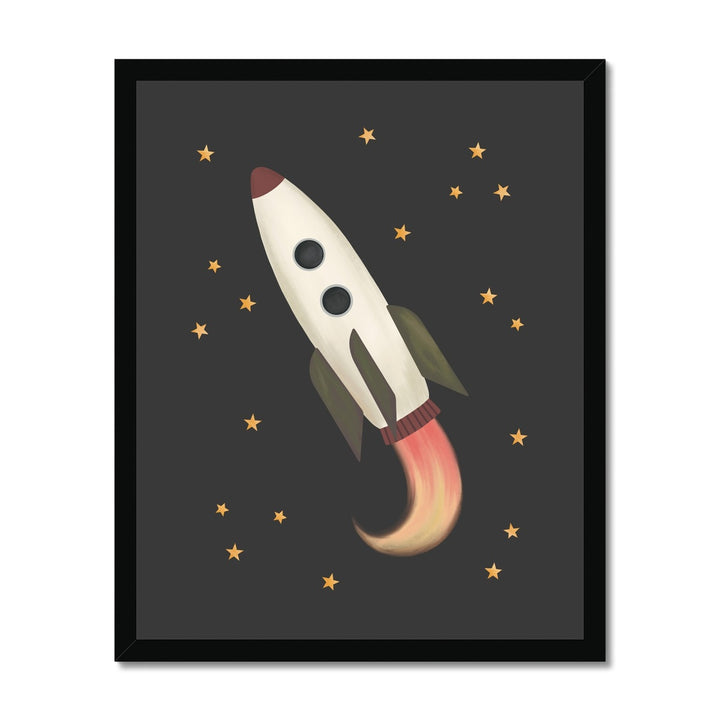 Rocket in black / Framed Print