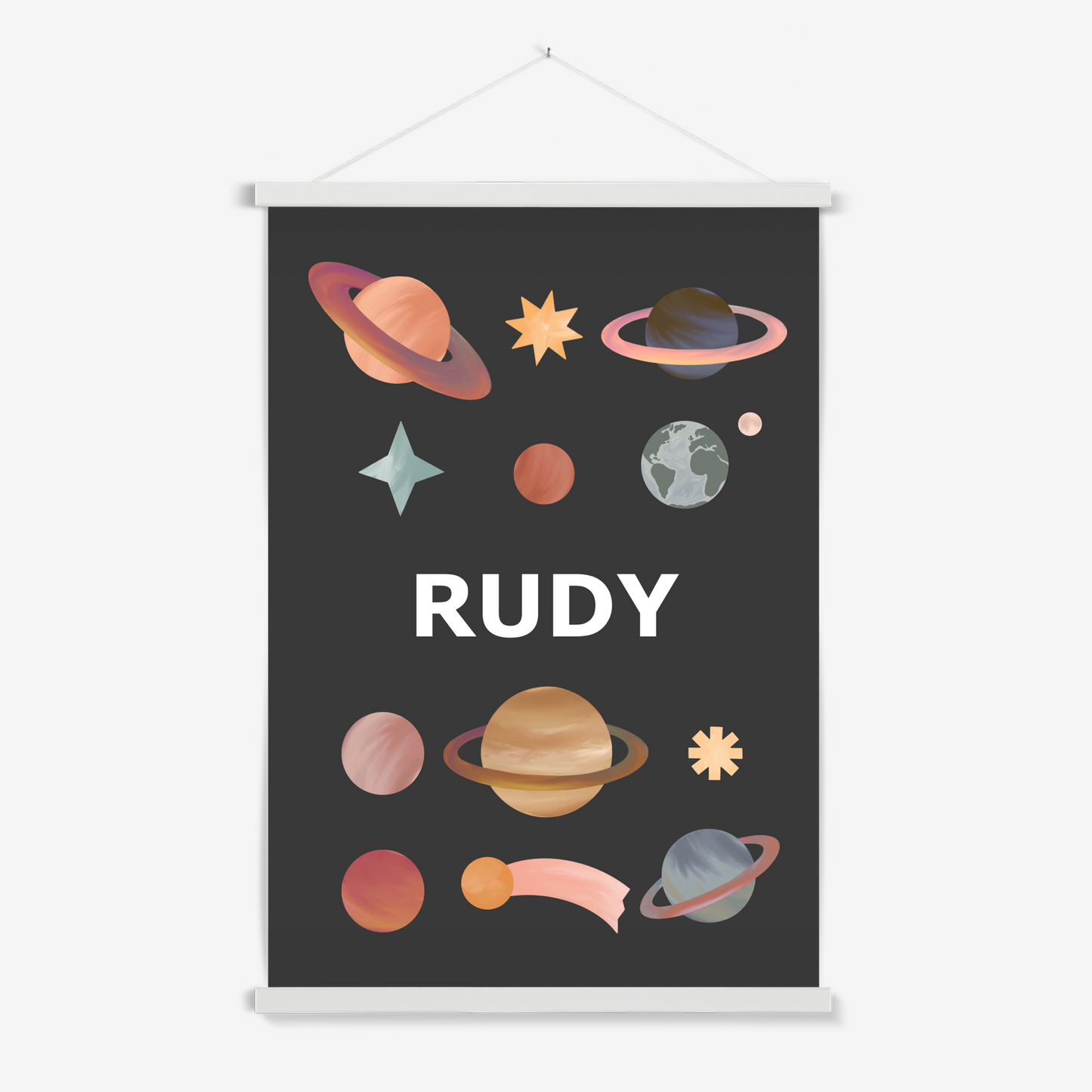 Personalised Name Planets in black / Print with Hanger