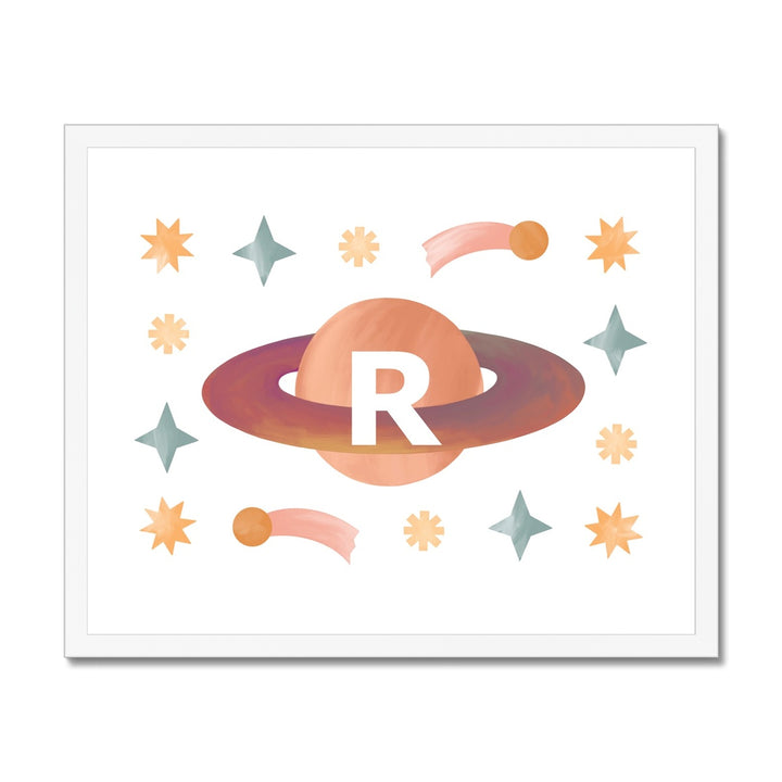Personalised Planet in white / Framed Print