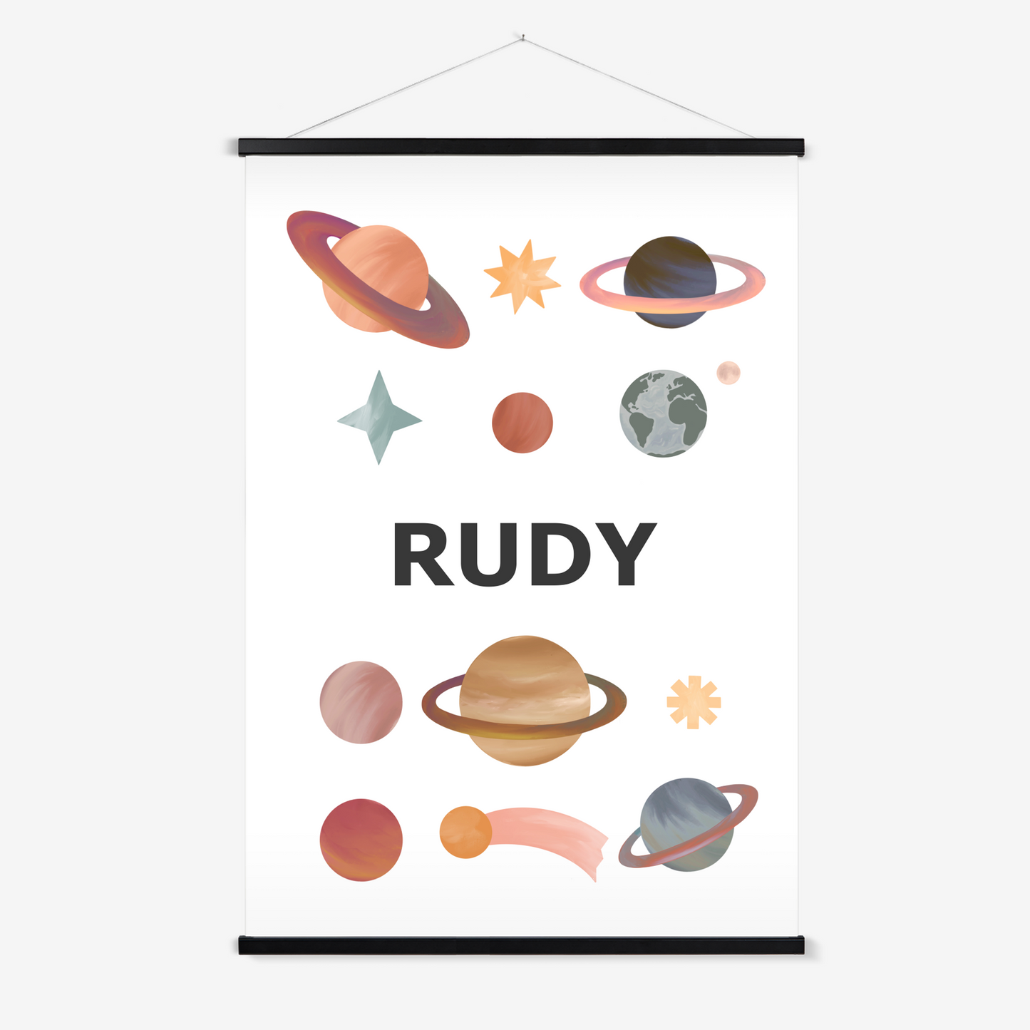 Personalised Name Planets in white / Print with Hanger