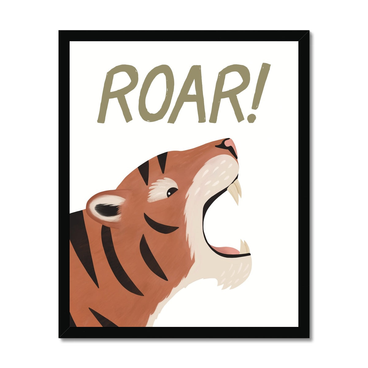 Roar Tiger in white / Framed Print