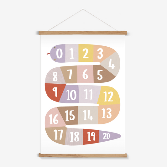 Number Snake in pink/beige / Print with Hanger