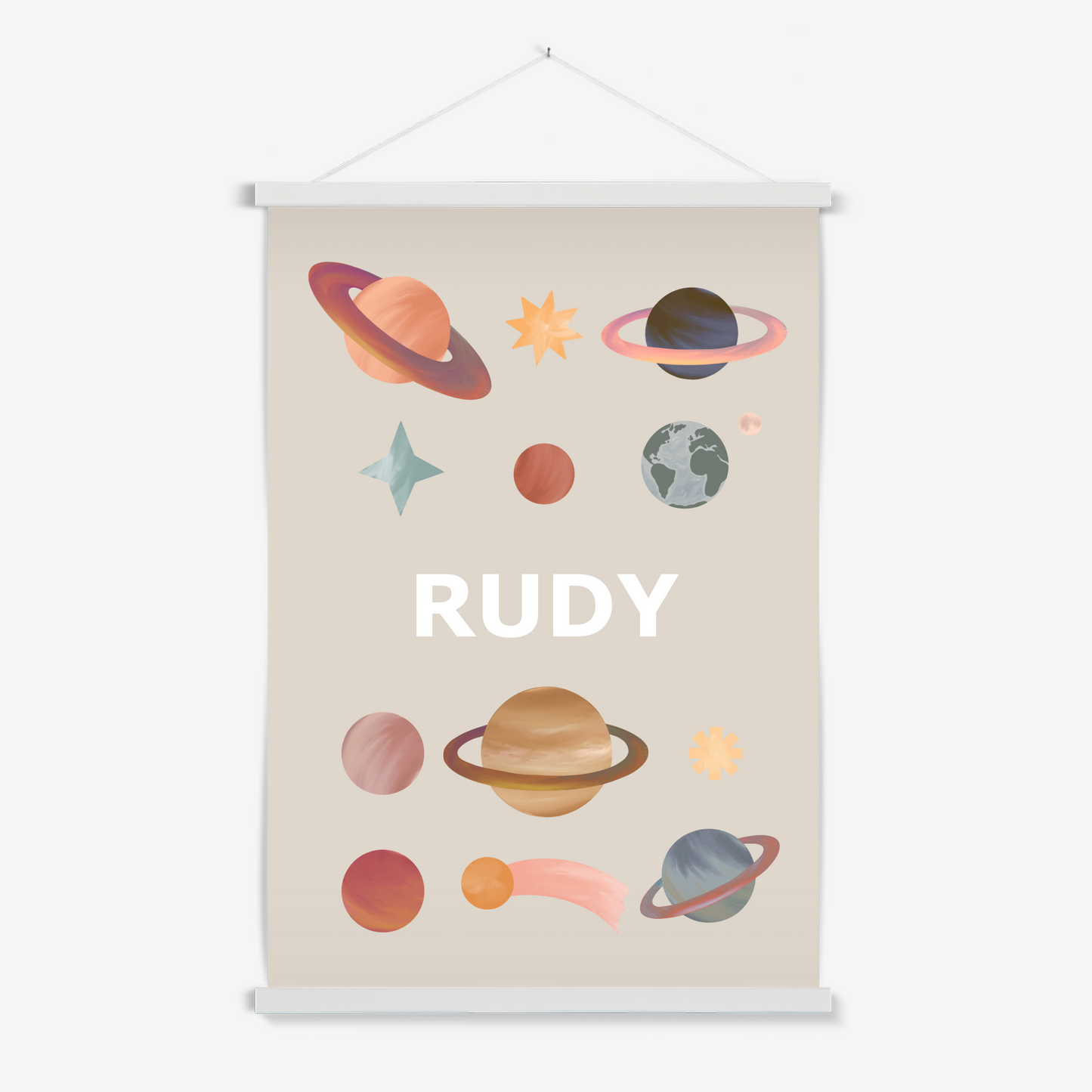 Personalised Name Planets in stone / Print with Hanger