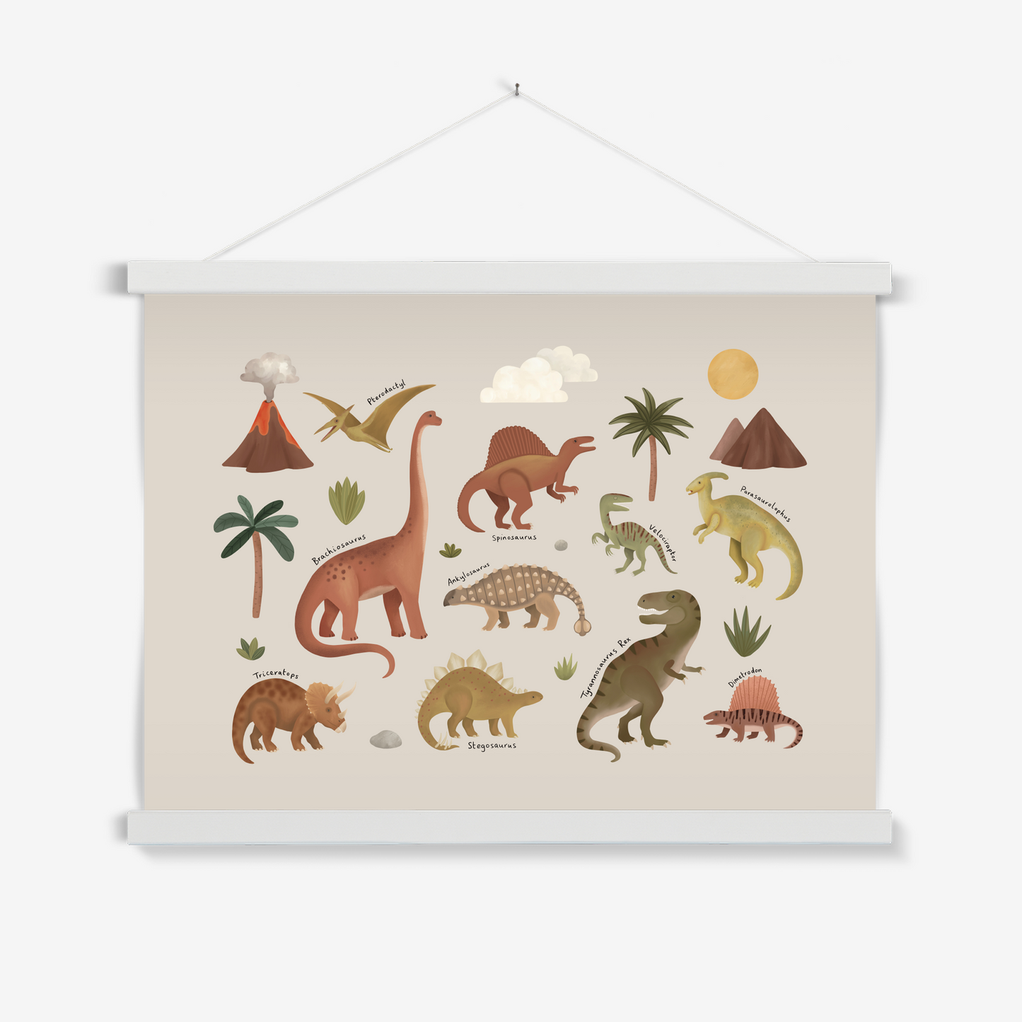 Dinosaurs in stone / Print with Hanger