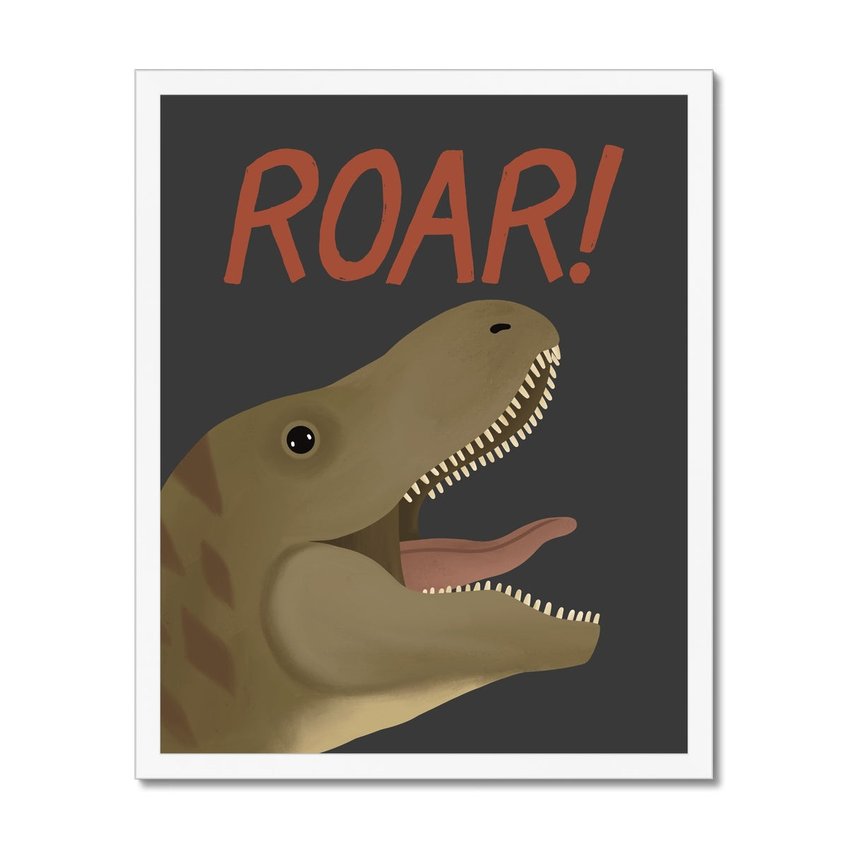 Roar Dinosaur in black / Framed Print