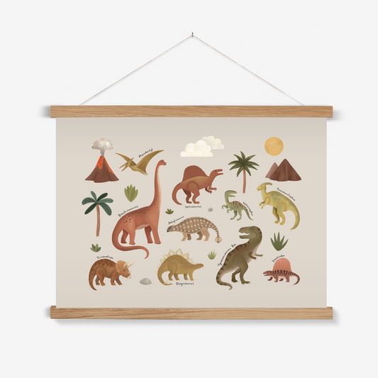 Dinosaurs in stone / Print with Hanger