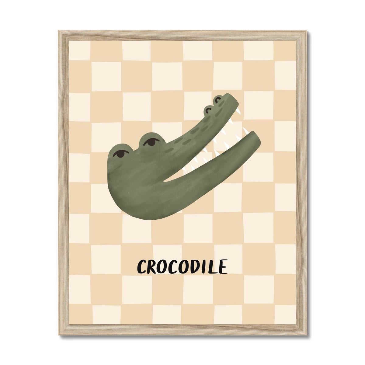 Crocodile check in beige / Framed Print