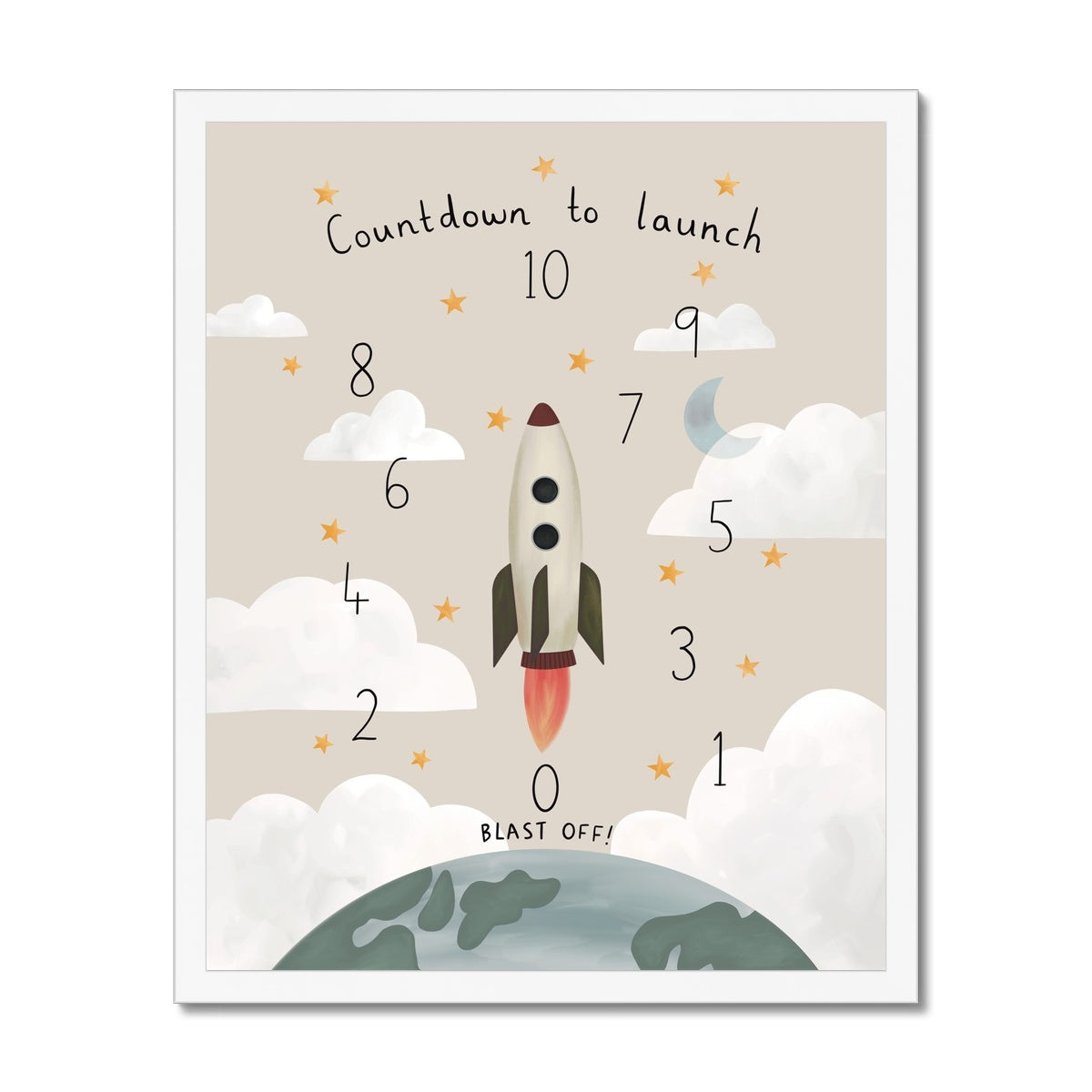 Countdown to launch in stone / Framed Print