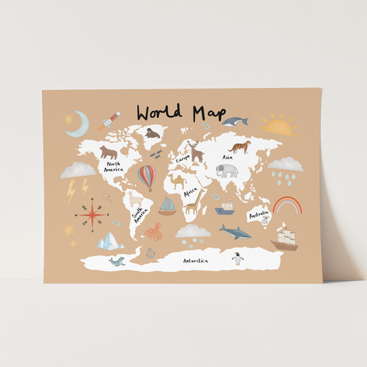 World Map in sand / Fine Art Print