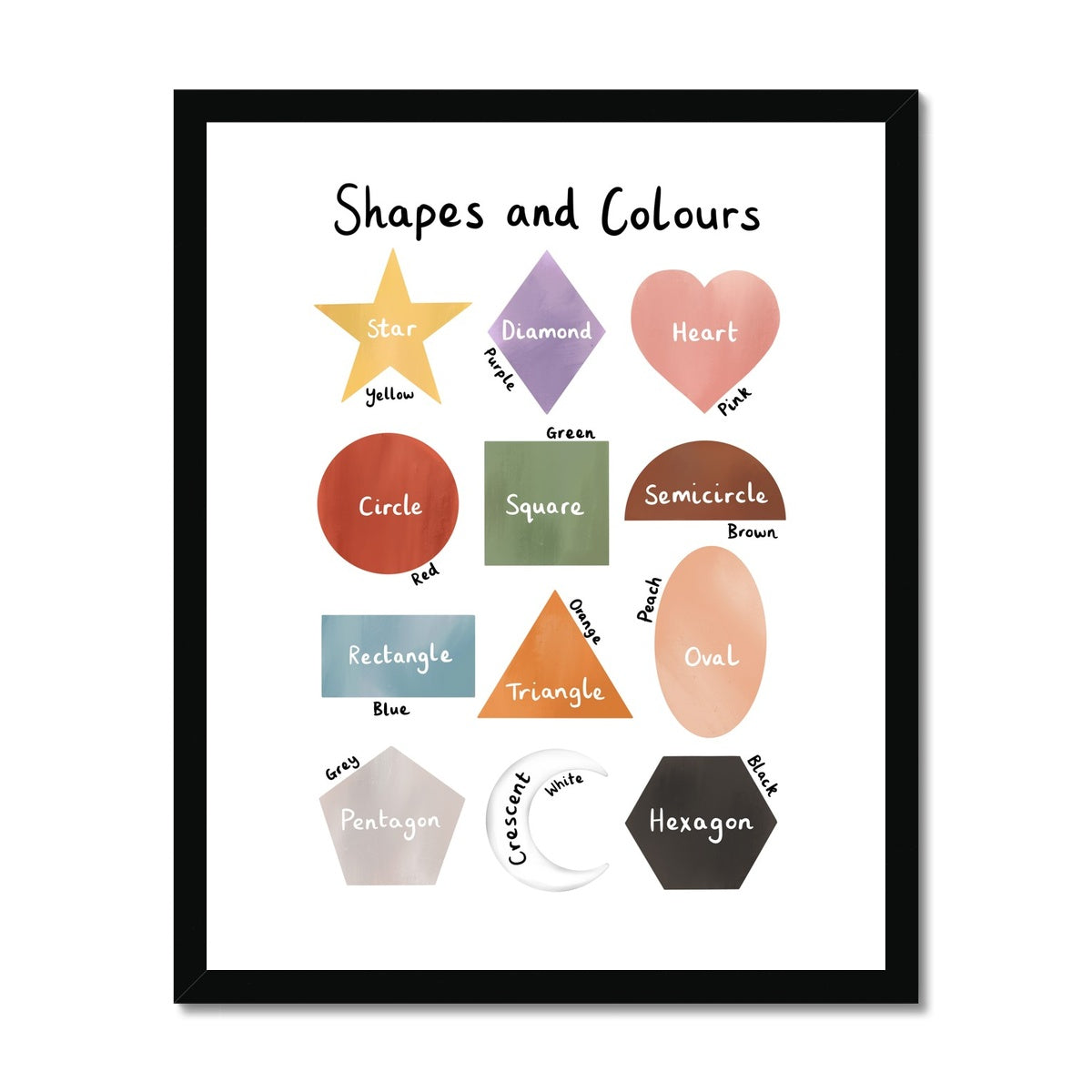 Shapes and Colours in white / Framed Print