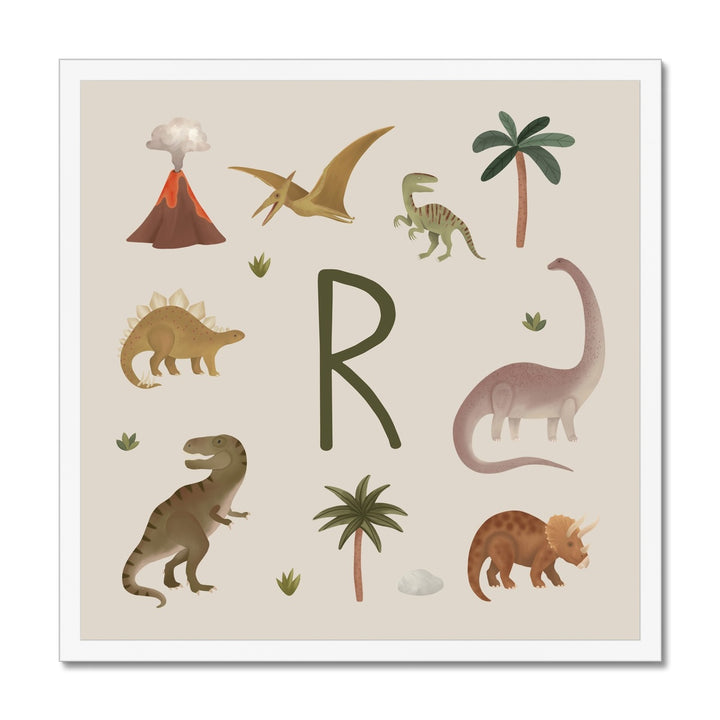 Personalised Dinosaur in stone / Framed Print