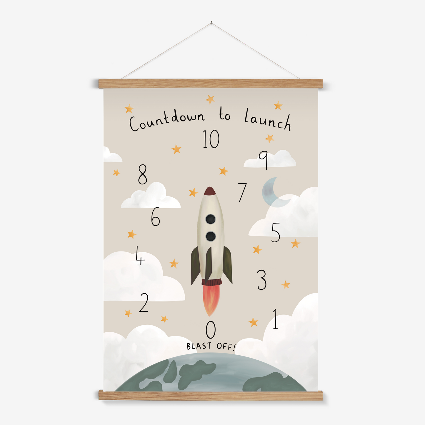 Countdown to launch in stone / Print with Hanger