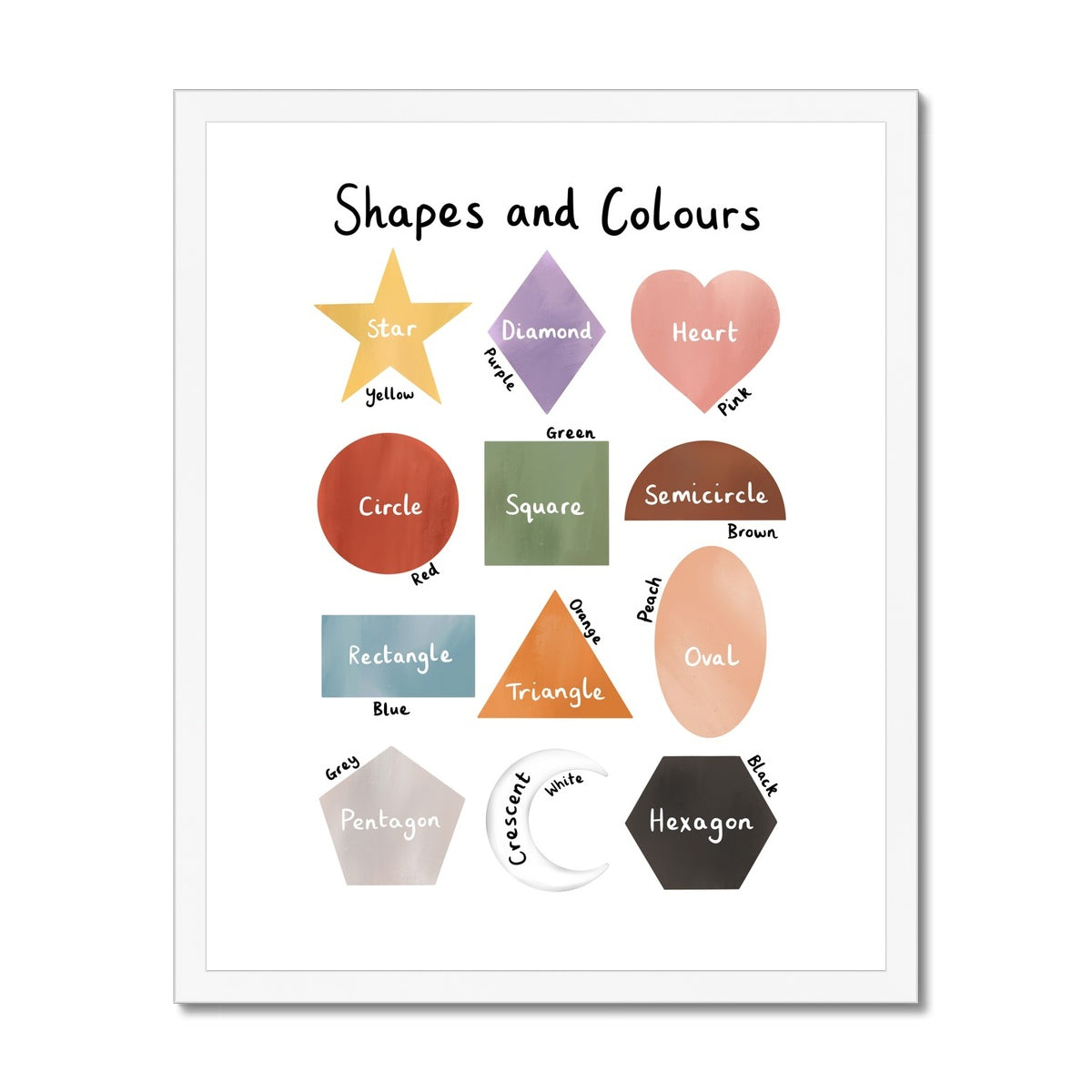 Shapes and Colours in white / Framed Print