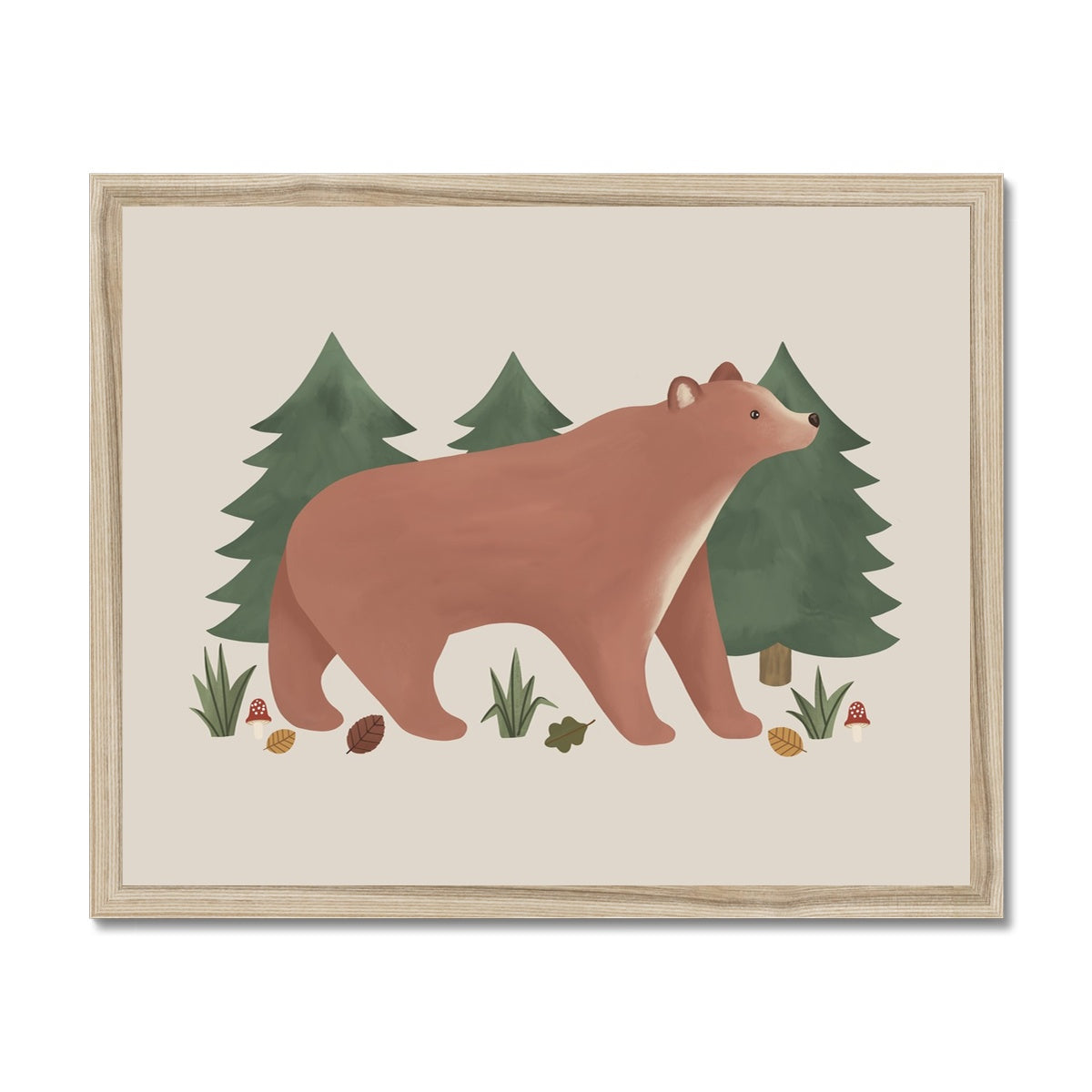 Bear in stone / Framed Print
