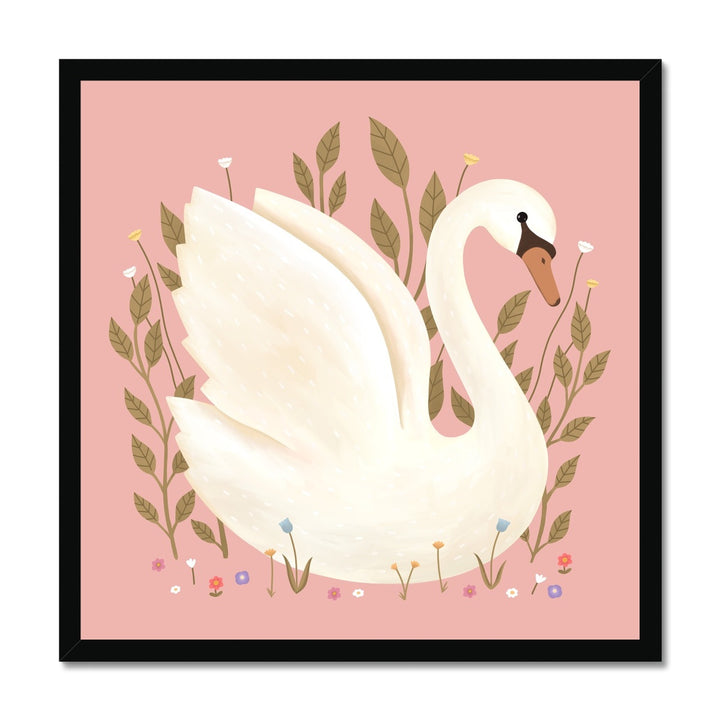Swan in pink / Framed Print