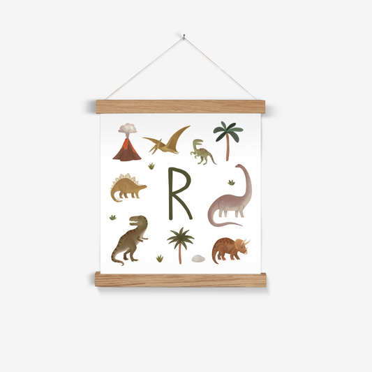 Personalised Dinosaur in white / Print with Hanger