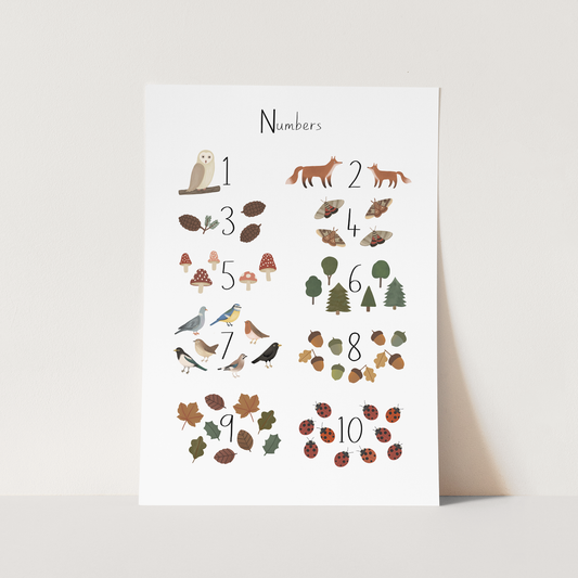 Woodland Numbers in white / Fine Art Print