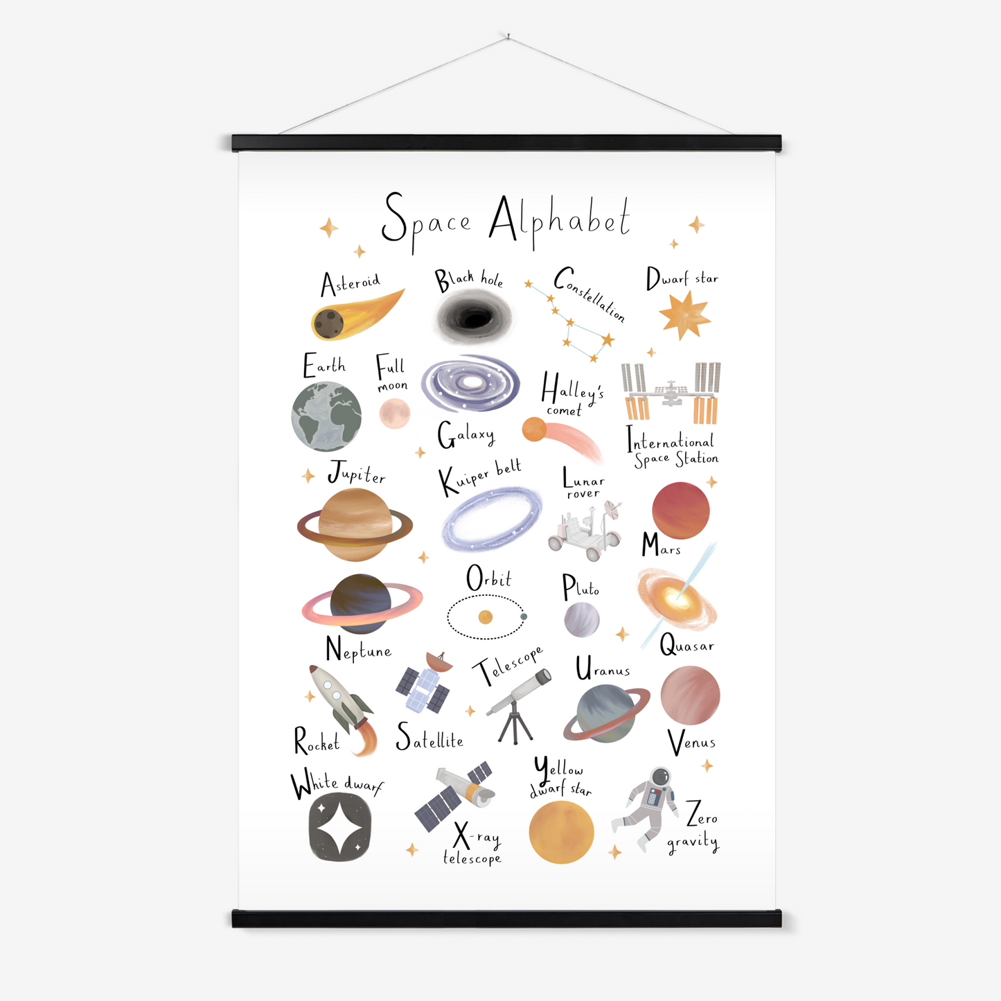 Space Alphabet / Print with Hanger