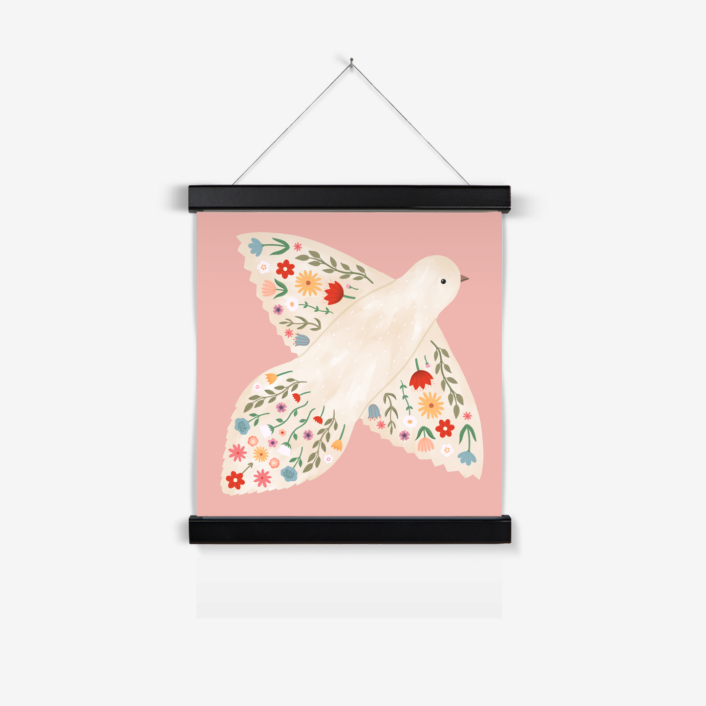 Floral Dove in pink / Print with Hanger