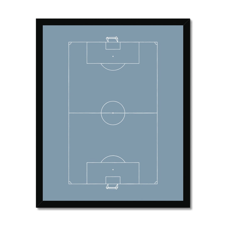 Football in pitch in blue / Framed Print