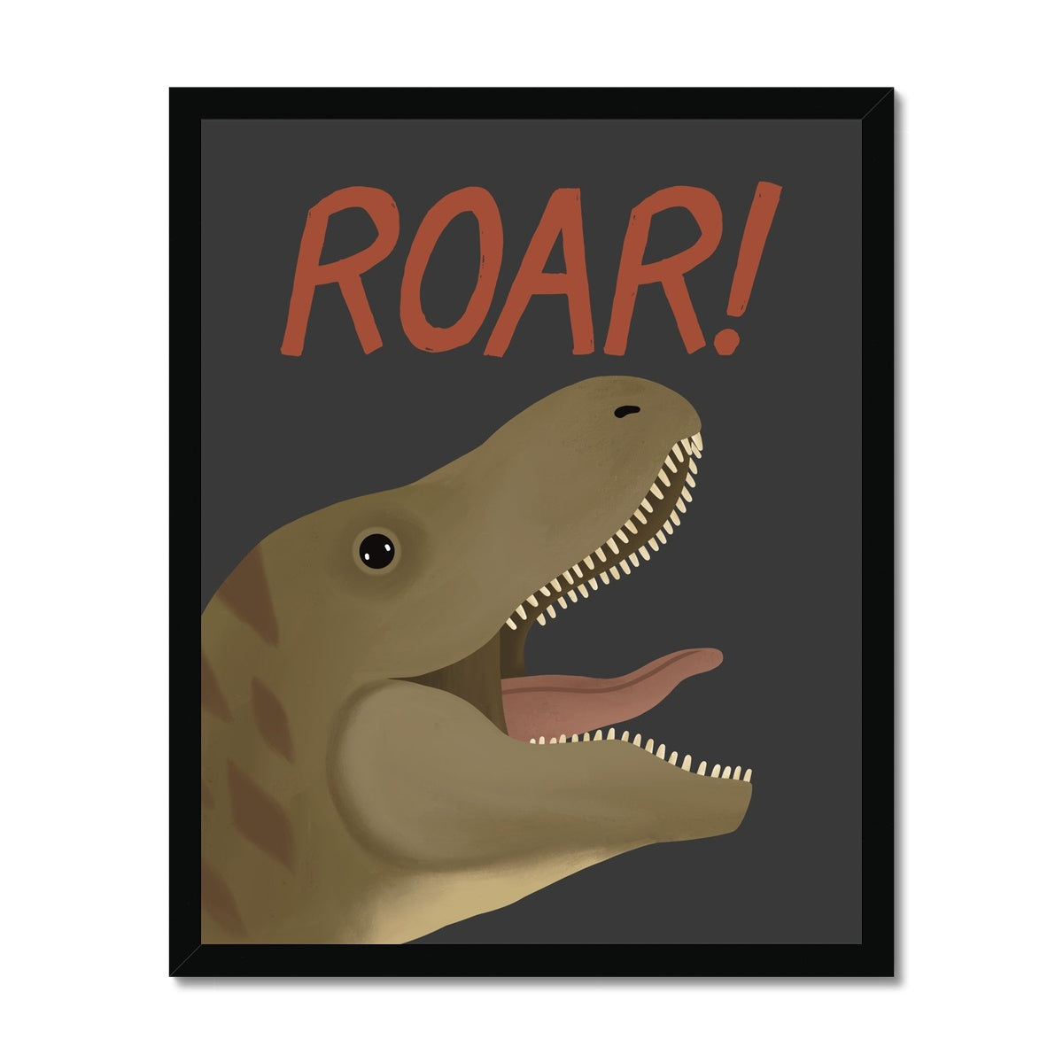 Roar Dinosaur in black / Framed Print