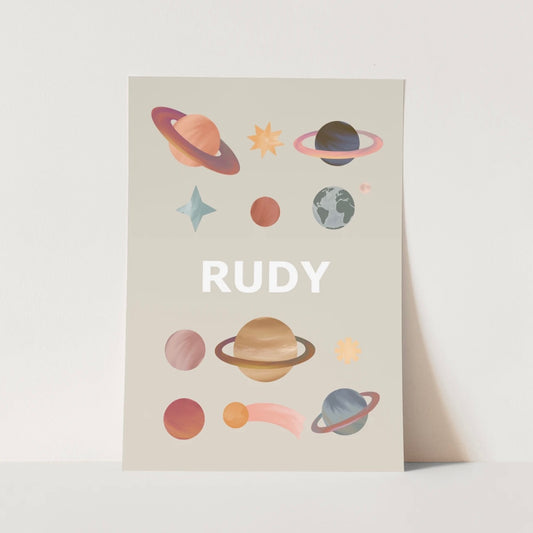 Personalised Name Planets in stone / Fine Art Print