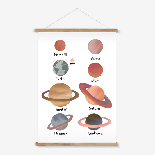 Planets in white / Print with Hanger