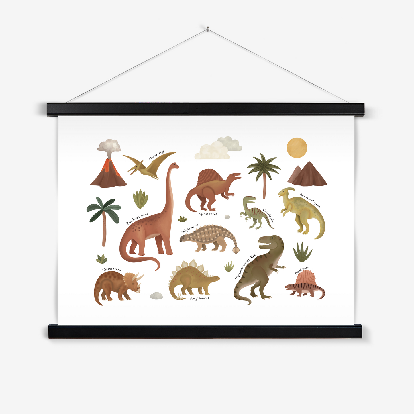 Dinosaurs in white / Print with Hanger