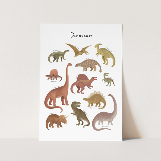 Dinosaur Chart in white / Fine Art Print