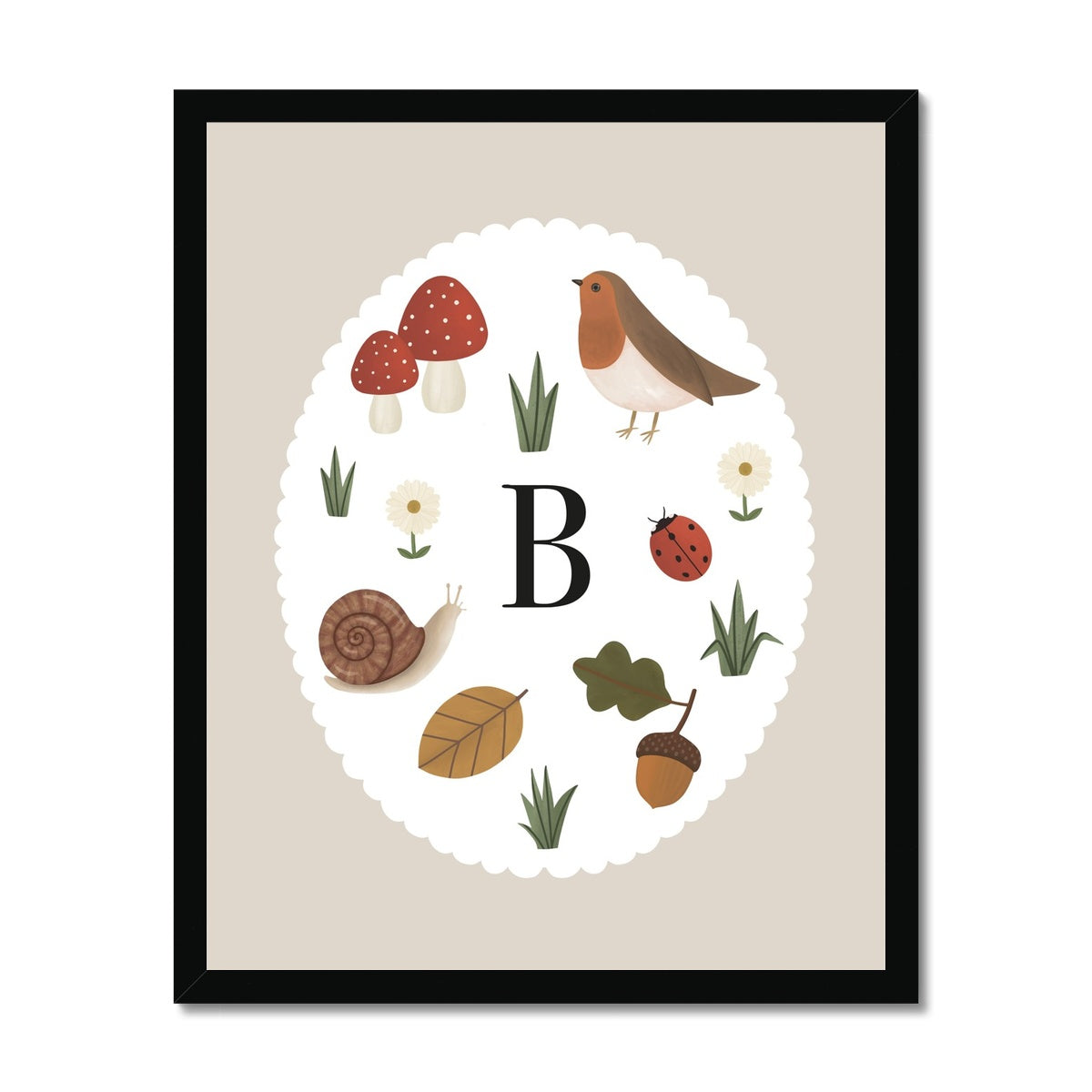 Personalised Woodland in stone / Framed Print