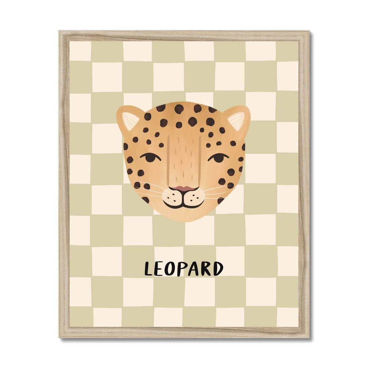 Leopard check in sage / Framed Print