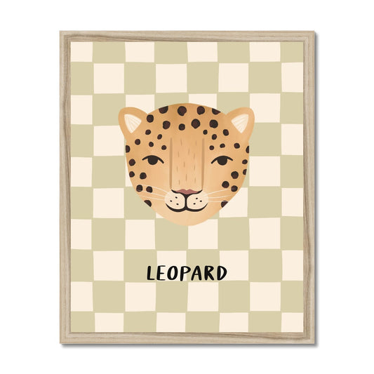 Leopard check in sage / Framed Print