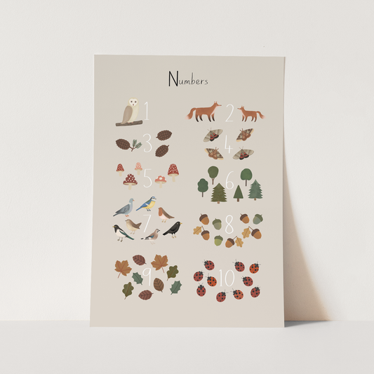 Woodland Numbers in stone / Fine Art Print