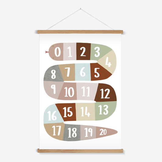 Number Snake in brown/green / Print with Hanger