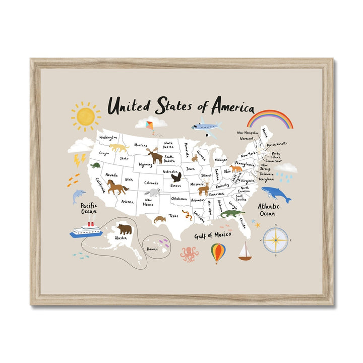 United States of America in stone / Framed Print