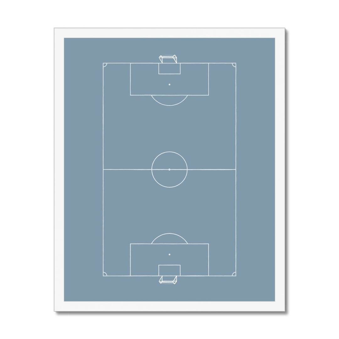 Football in pitch in blue / Framed Print