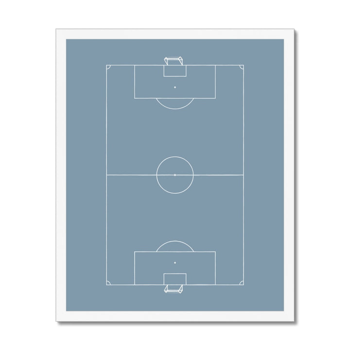 Football in pitch in blue / Framed Print