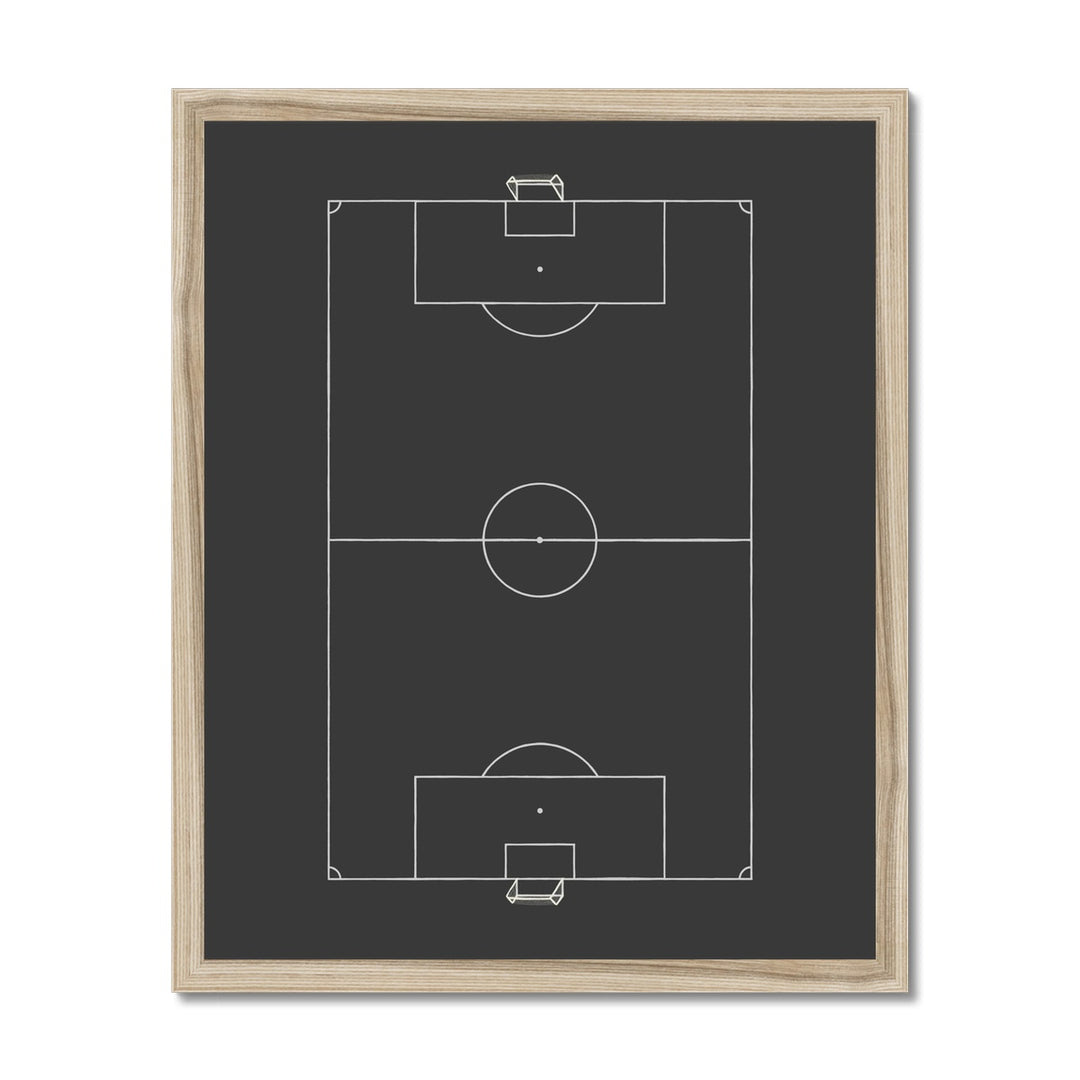 Football pitch in black / Framed Print