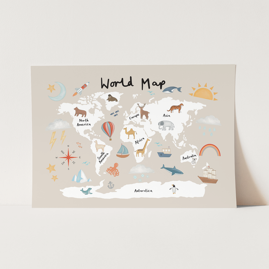 World Map in stone / Fine Art Print