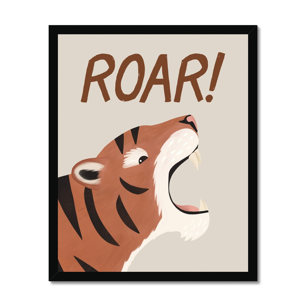 Roar Tiger in stone / Framed Print