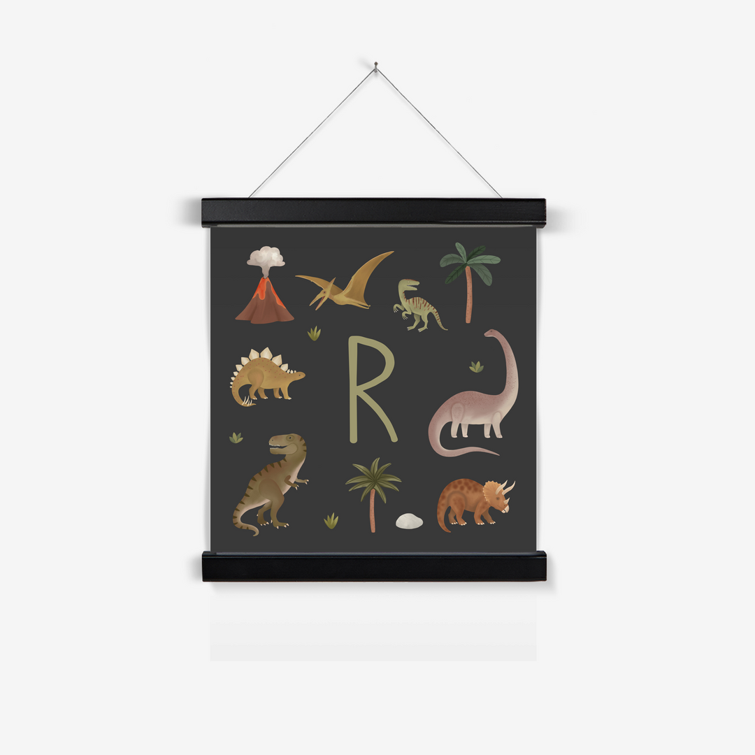 Personalised Dinosaur in black / Print with Hanger