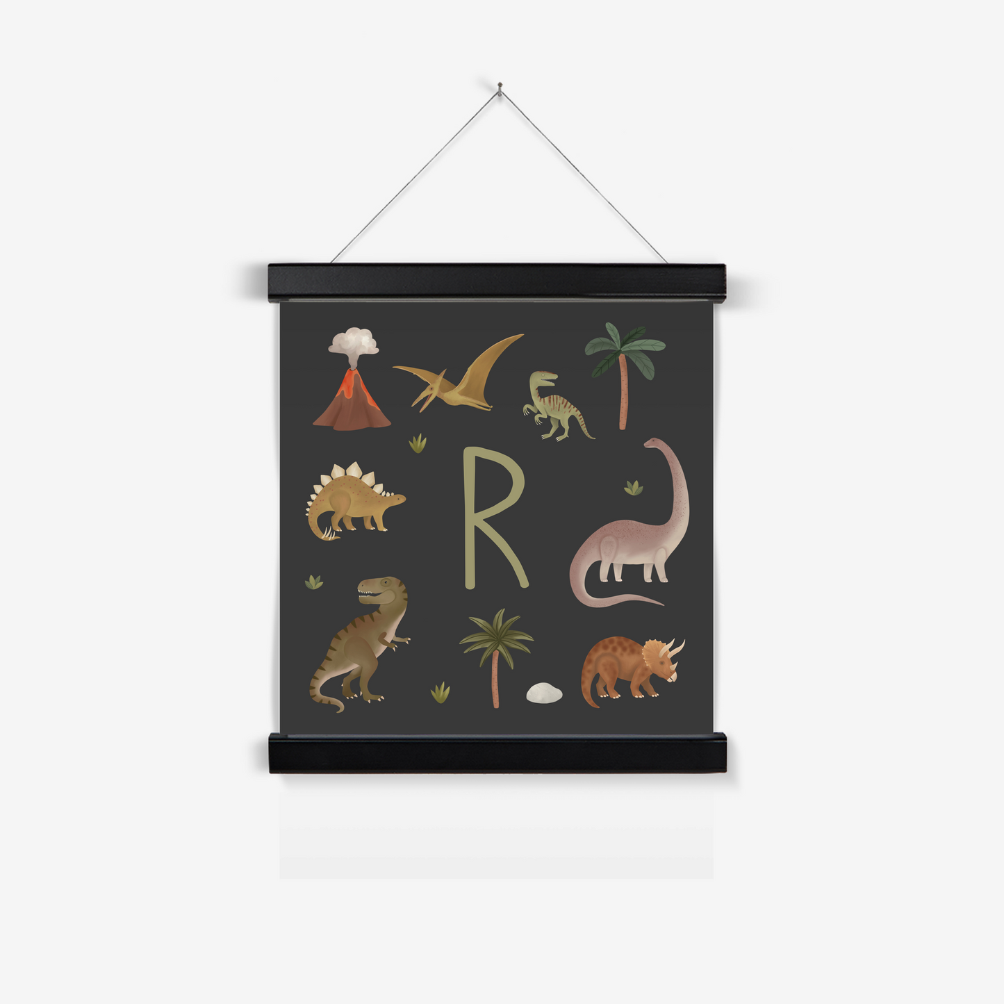 Personalised Dinosaur in black / Print with Hanger