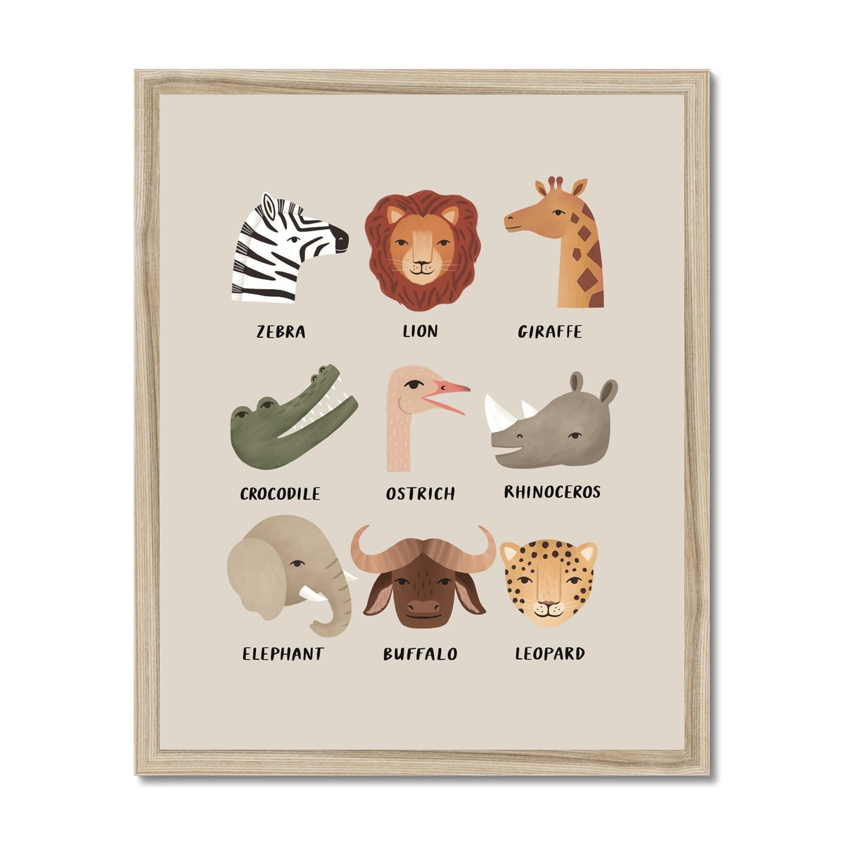 Animal Safari in stone / Framed Print